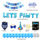 Dog Birthday Party Supplies, Blue Dog Birthday Decorations, Lets Pawty Balloons Banner, Dog Baday Bandana Hat Scarfs
