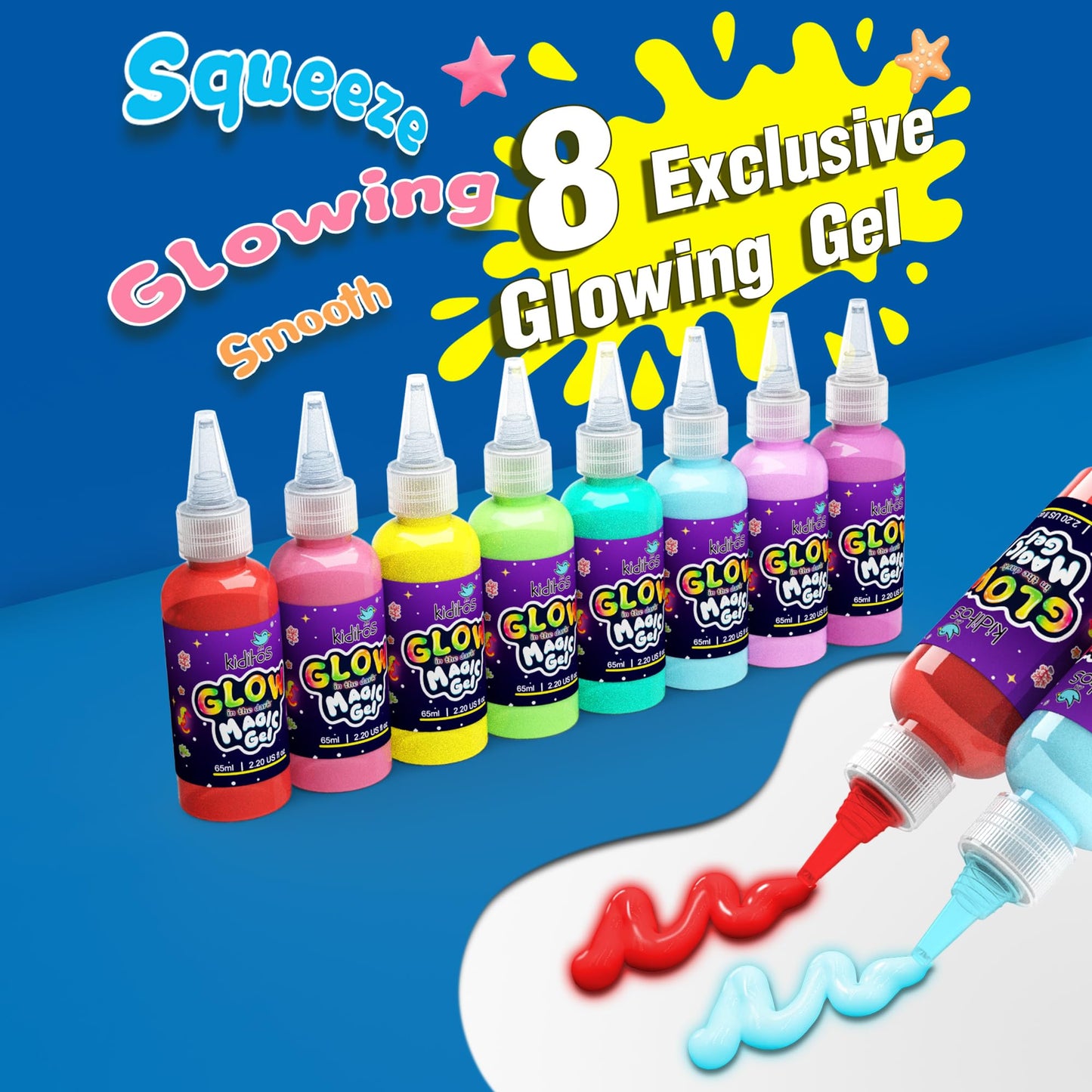 Kiditos Magic Water Elf Toy Kit for Kids, Glow-in-the-Dark Water Elves Craft Kit-DIY Water Pets Craft Kit with 8 Glow Gels, 10 Molds & Star Bottle