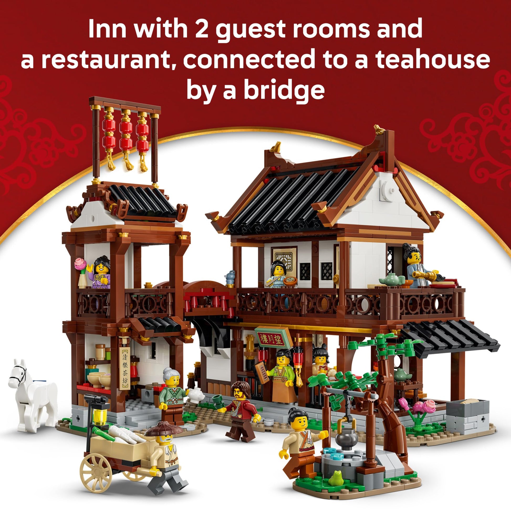 LEGO Chinese Festivals Ancient Moon-Gazing Inn - Building Toy for Boys & Girls, Ages 9+ - Spring Festival Decorations & Craft Kit - 80121