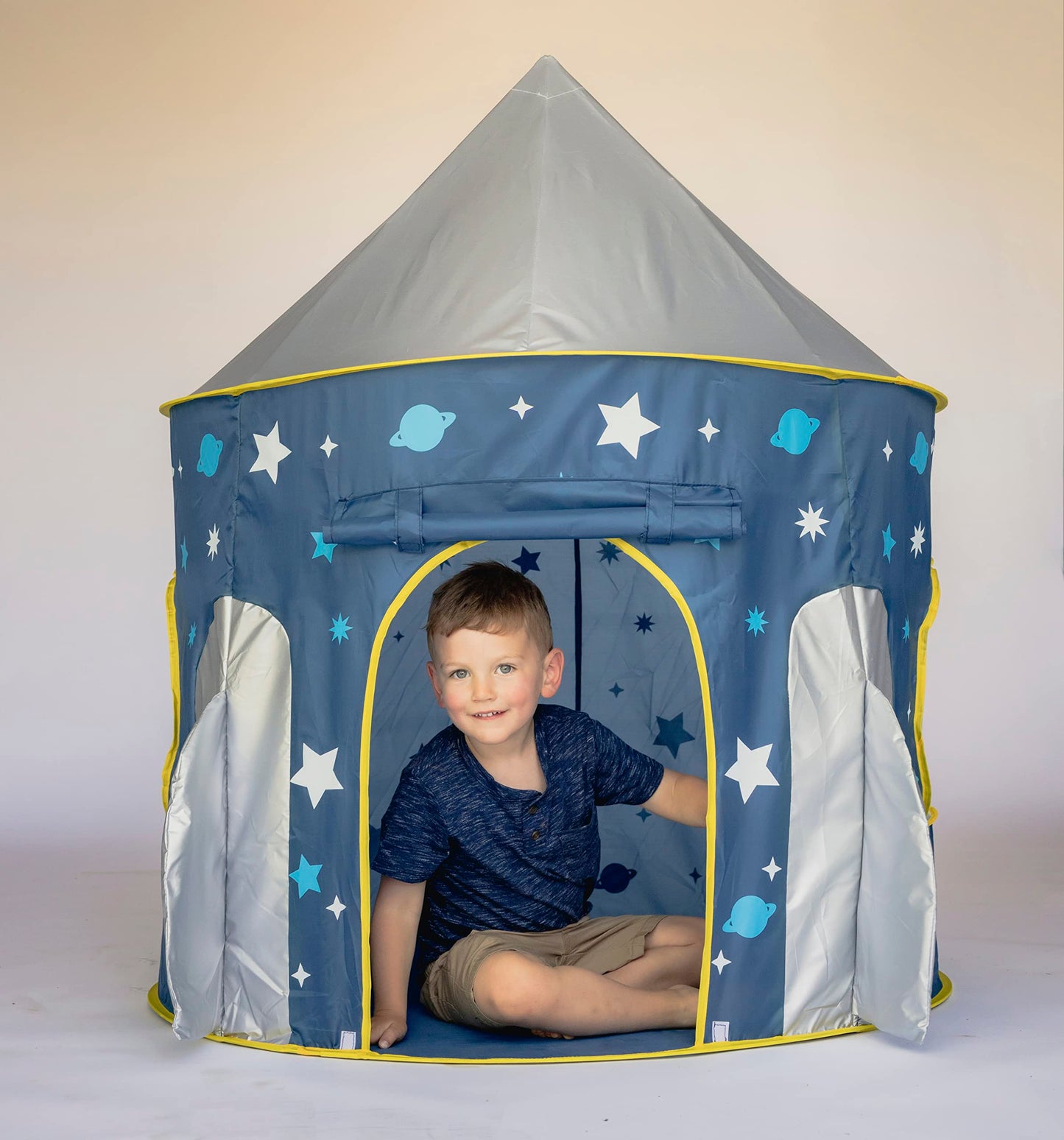Chuckle & Roar - Spaceship Play Tent - Active Play for Toddlers - Preschool pop up Tunnel Companion - Ages 3 and up - Space Themed Tent