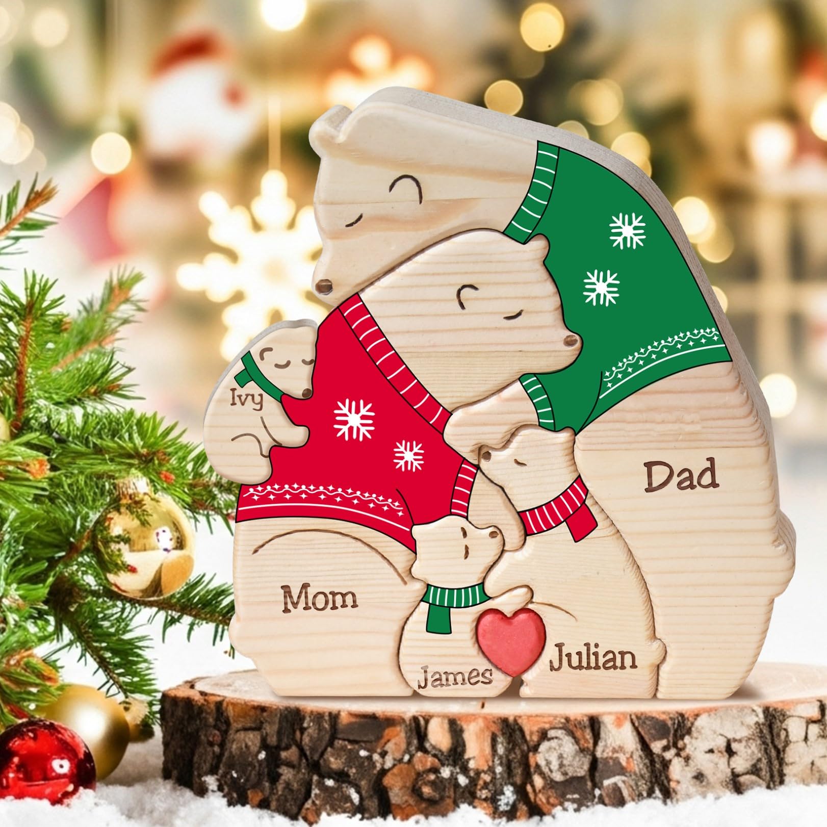 JOBFLY Personalized Wooden Hugging Bears Family Puzzle Mama Bear Puzzle