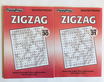 Volume 30 and 31 Zig Zag Word Search Puzzles from Penny Press Selected Puzzles