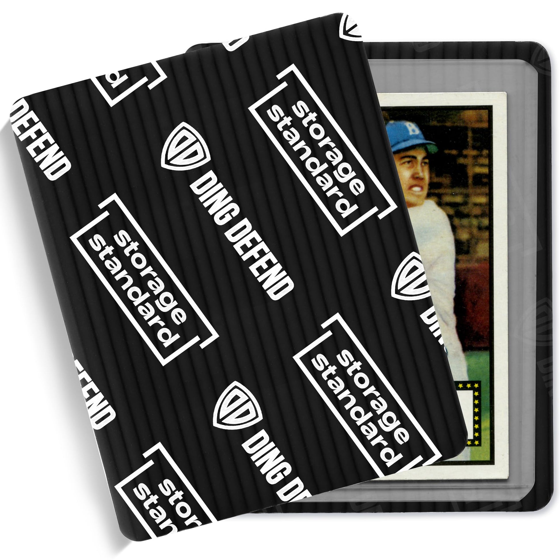 Ding Defend 110-Pack Trading Card Protector Shipping - 3.5 x 4.5 Inch Black Hobby Card Shipping Supplies w/Rounded Corners, Lightweight & Reusable for