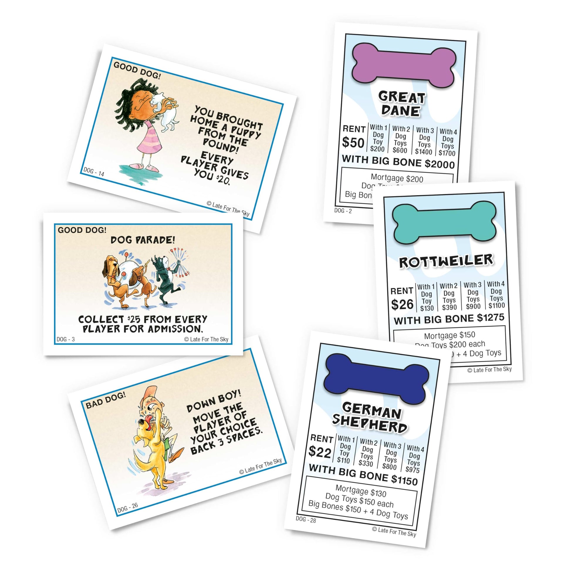 Late for the Sky Dog-Opoly Board Game for Families & Dog Lovers, Ages 8+, 2-6 Players, Classic or One-Hour Play, Fun Party Gift with Breed Facts