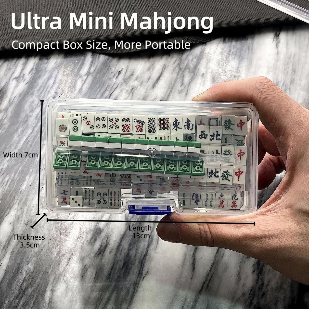 Easytoday 136 Mini Engraved Mahjong Tiles -Green or White, Perfect for Home, Travel & Game Night (mini)