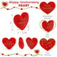 DolliBu Stuffed Happy Anniversary Red Heart Plush - Romantic for Wife or Husband, Cushion Heart Shaped Plush Stuffed Toy for Room Decor or Gift Basket