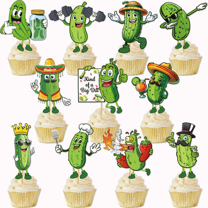 Pickle Birthday Party Decorations: 36Pcs Pickle Cupcake Toppers Pickle Birthday Cake Decorations Cute Cartoon Kind Of A Big Dill Cucumber Pickle