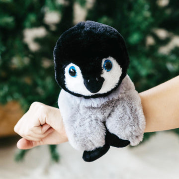 The Petting Zoo Penguin Chick Stuffed Animal Plushie Slap Bracelet, Gifts for Kids, Slapstix Wildlife Animals, Grey Penguin Chick Plush Toy, 9 inches
