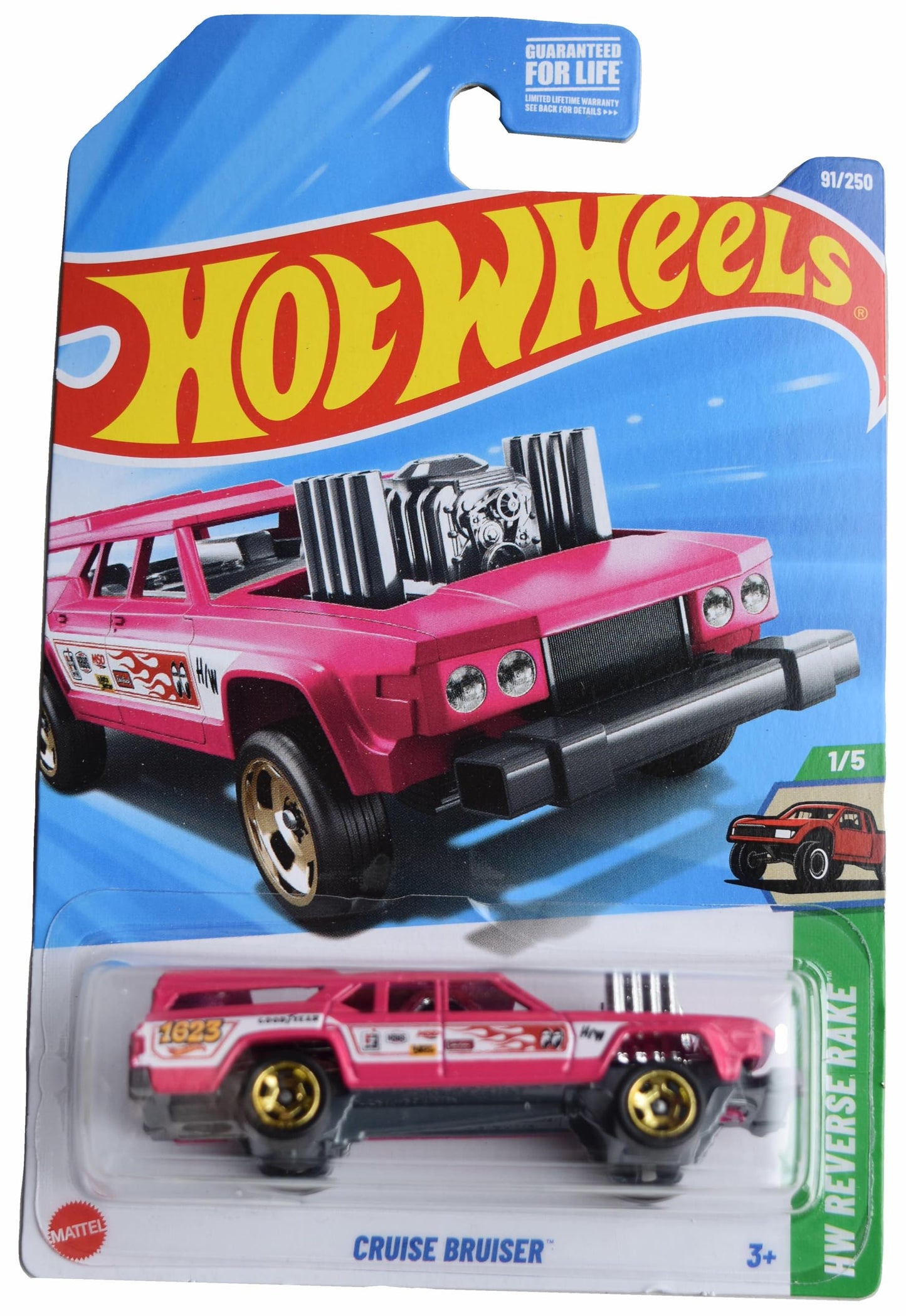 Hot Wheels Cruise Bruiser, HW Reverse Rake 1/5 [Pink] 91/250