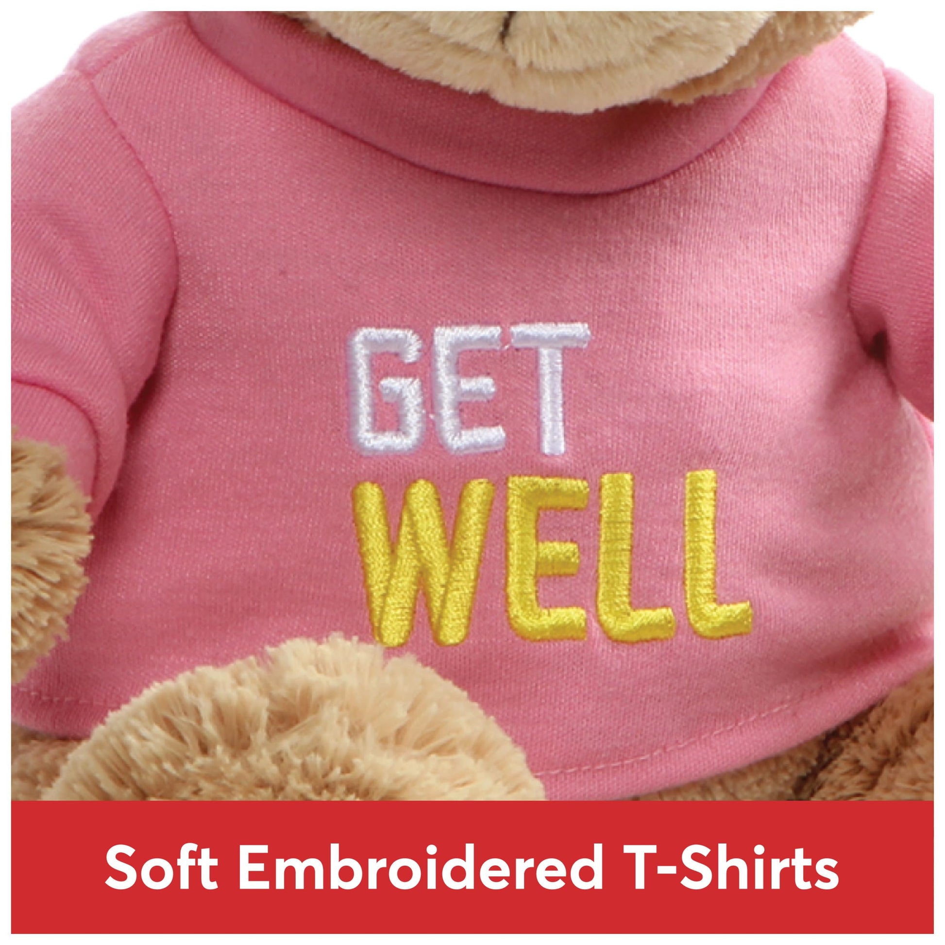 GUND Get Well T-Shirt Message Teddy Bear Stuffed Animal Plush, Pink, 12.5"