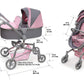 Badger Basket Foldable Doll Stroller & Pram for Dolls - Convertible Toy with Canopy, Basket & Soft Handle - Lightweight, Easy to Use for Girls Ages
