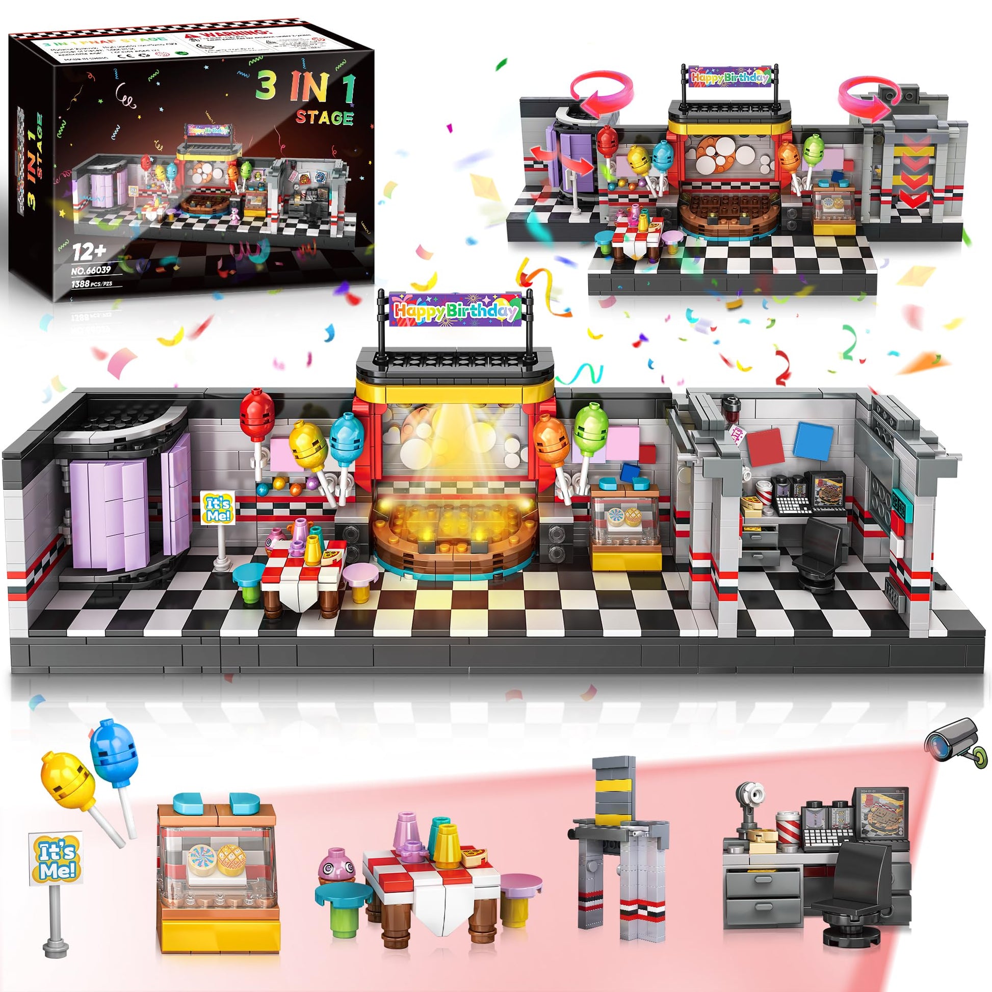 Security Room Building Block Toy for Boys Age 12+, Security Room Building Set Game Toys Merch Suitable for Halloween Birthday Gift, 1388Pcs