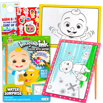 Cocomelon Paint with Water Set - Bundle of Reusable Mess Free Imagine Ink Book, Water Surprise Brush & Stickers | Cocomelon Water Painting Art Kit