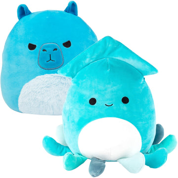 Squishmallows 10-Inch 2-Pack Blue Boy Plush Gift Set - Official Jazwares Capybara & Squid Stuffed Animals Soft Kids & Boys Gift Set - Collectible