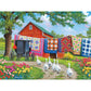 Bits and Pieces - 500 Piece Jigsaw Puzzle for Adults - Plain and Fancy - Geese Farm Quilt Laundry Car Jigsaw Puzzle by Artist John Sloane, Completed