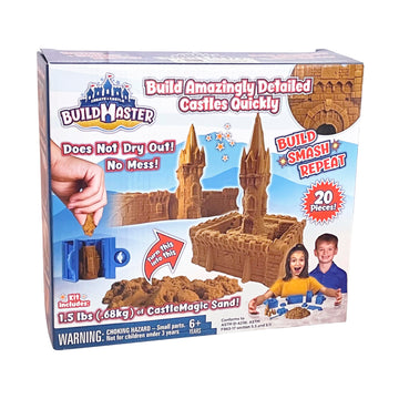 Mega Sand Castle Kit - Indoor Sand Kit for Kids with 20 Building Pieces, 1.5 lbs of Reusable, Moldable Magic Sand & No-Mess Play Mat - Art Sensory