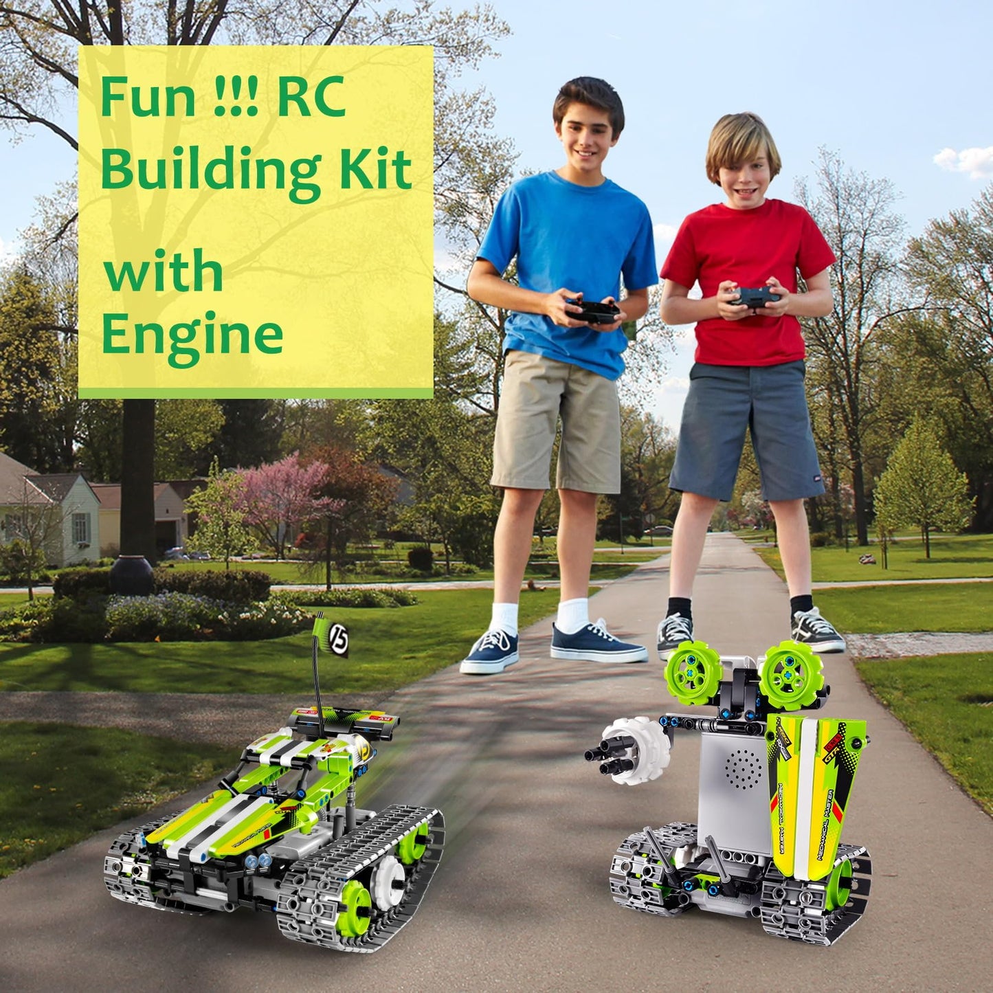 BIRANCO. Remote Control Tracked 3in1 Stunt Racer Building Kit - RC Car STEM Construction Toy, Gift Idea for Kids, Boys and Girls Ages 8-12 Year Old