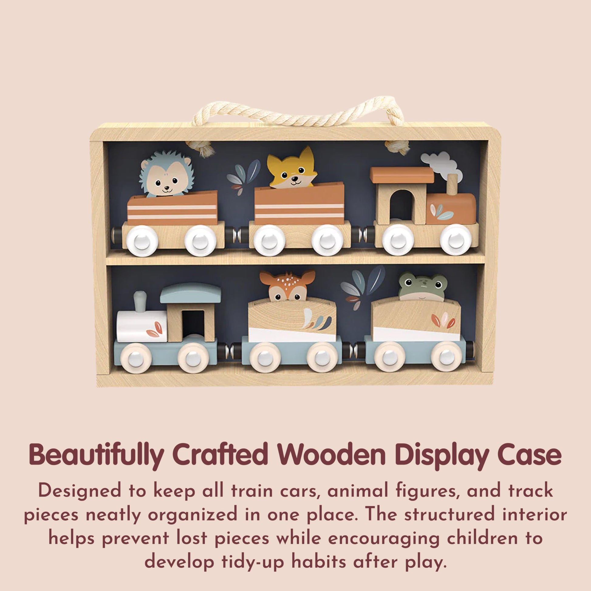 SPEEDY MONKEY Wooden Train Toy Set for Kids Animal Train Playset 24m+