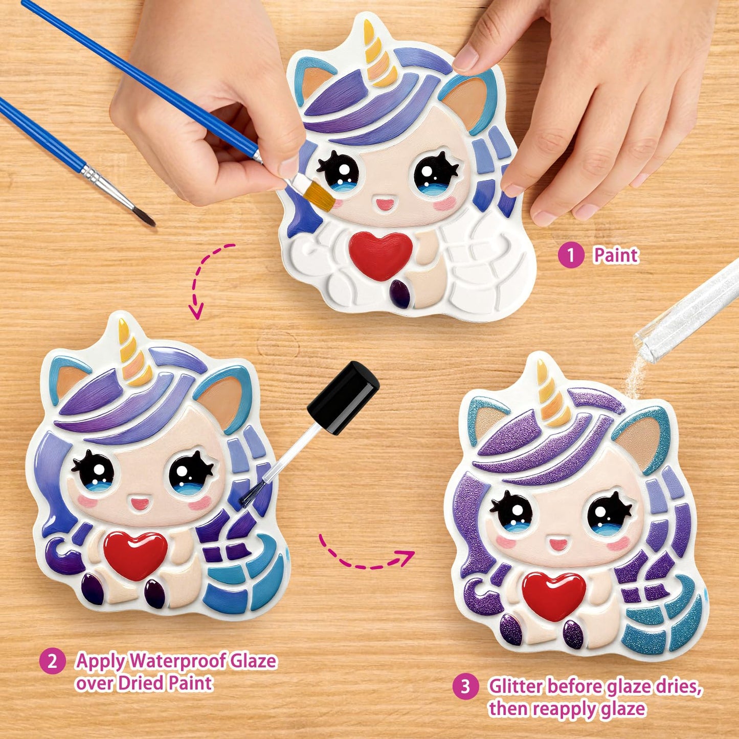 Unicorn Stepping Stones Painting Kits For Kids, Toddler Outdoor Arts And Crafts Garden Decoration Supplies, Paint Craft Kits For Kids Ages 4 5 6 7 8 9