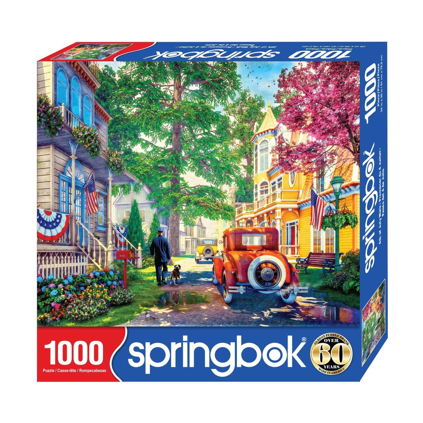 Springbok 4th of July Walk 1000 Piece Jigsaw Puzzle for Adults - Independence Day in the Neighborhood - Unique Cut Pieces - Made in USA