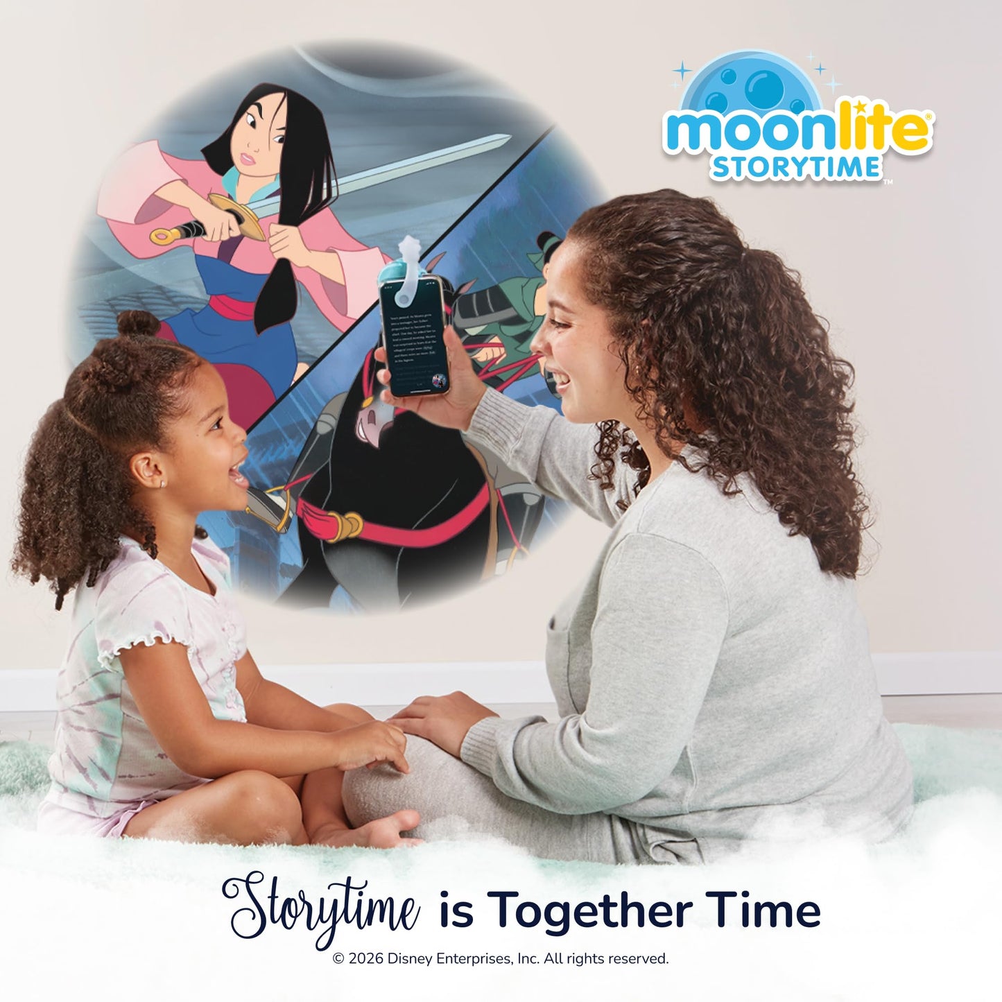 Moonlite Storytime Starter Pack with Smartphone Projector, Picture Disc and Four Stories, Ideal for Bedtime, Storytime and Family Travel - Disney