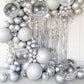 24 PCS Disco Ball Balloons Different Sizes- 4D Large Disco Balloons 10 Inch 15 Inch 18 Inch 22 Inch Assorted Round Metallic Silver Disco Balloons