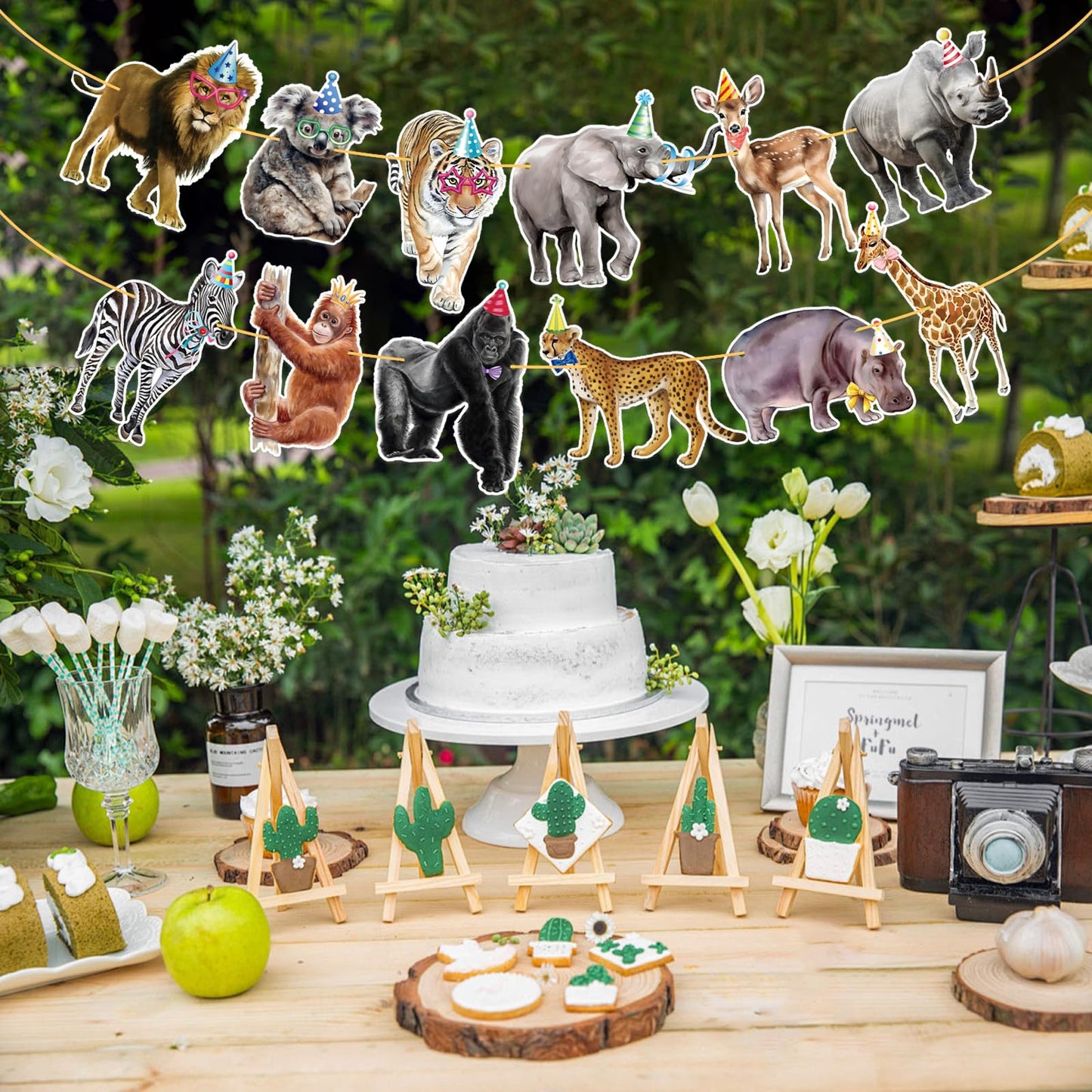 Safari Animals Happy Birthday Banner, Jungle Theme Birthday Decorations
