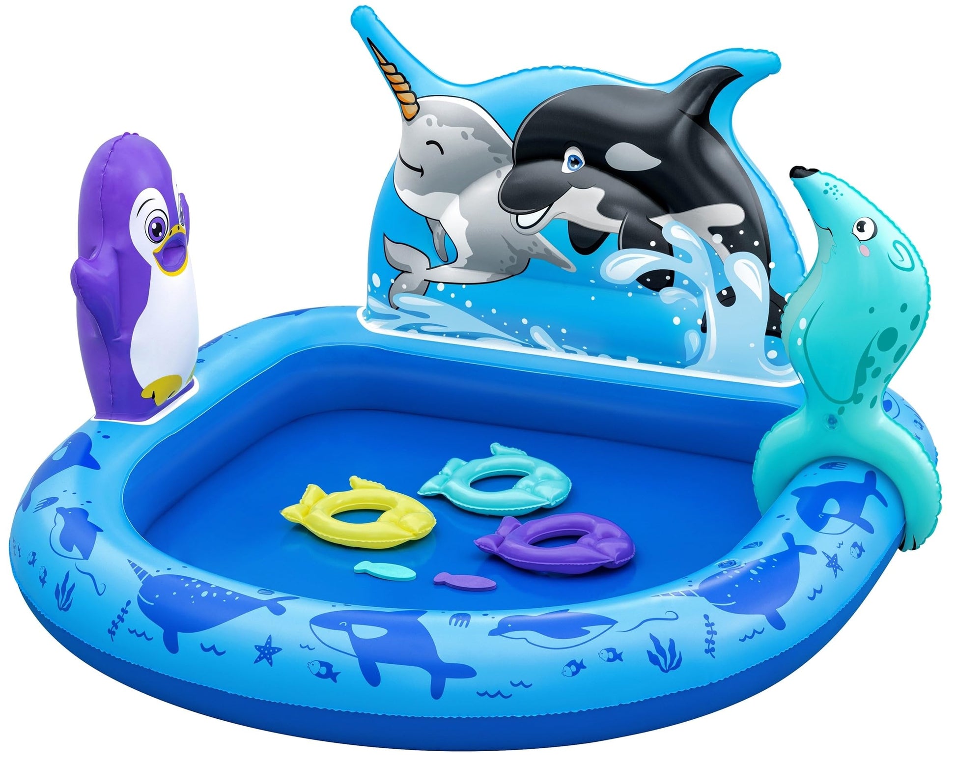 Bestway H2OGO! Polar Pals Kids Inflatable Water Play Center (53" x 51.5" x 28.5") | Outdoor Summer Pool Toy for Children Ages +2