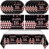 41Pcs 16th Birthday Party Decorations for Girls,Sweet 16th Birthday Party Paper Plates,Napkins,Tablecloth Party Supplies 16th Years Old Disposable