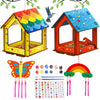Kids Arts and Crafts for Outdoor,2 Pack Bird Feeder Wind Chime Kits for Children to Build and Paint, DIY Unfinished Wood STEM Painting Activities
