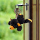 Puzzled Black Bear Stuffed Animal Keychain Plush Charm for Bag - 4 Inches