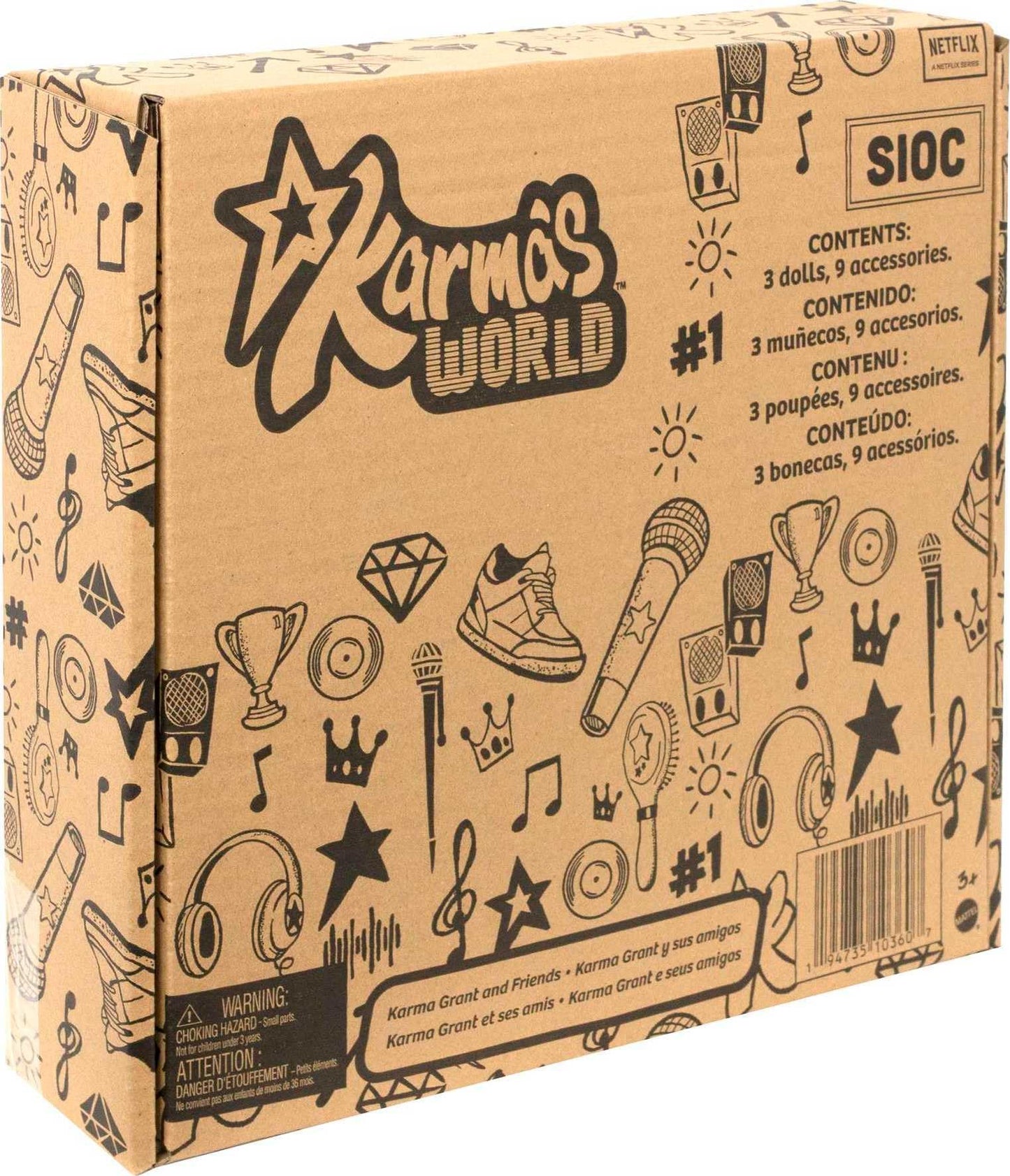 Mattel Karma's World Dolls & Accessories, 3-Pack Set Includes Karma, Winston & Switch Dolls, Plus Pet & Band Gear