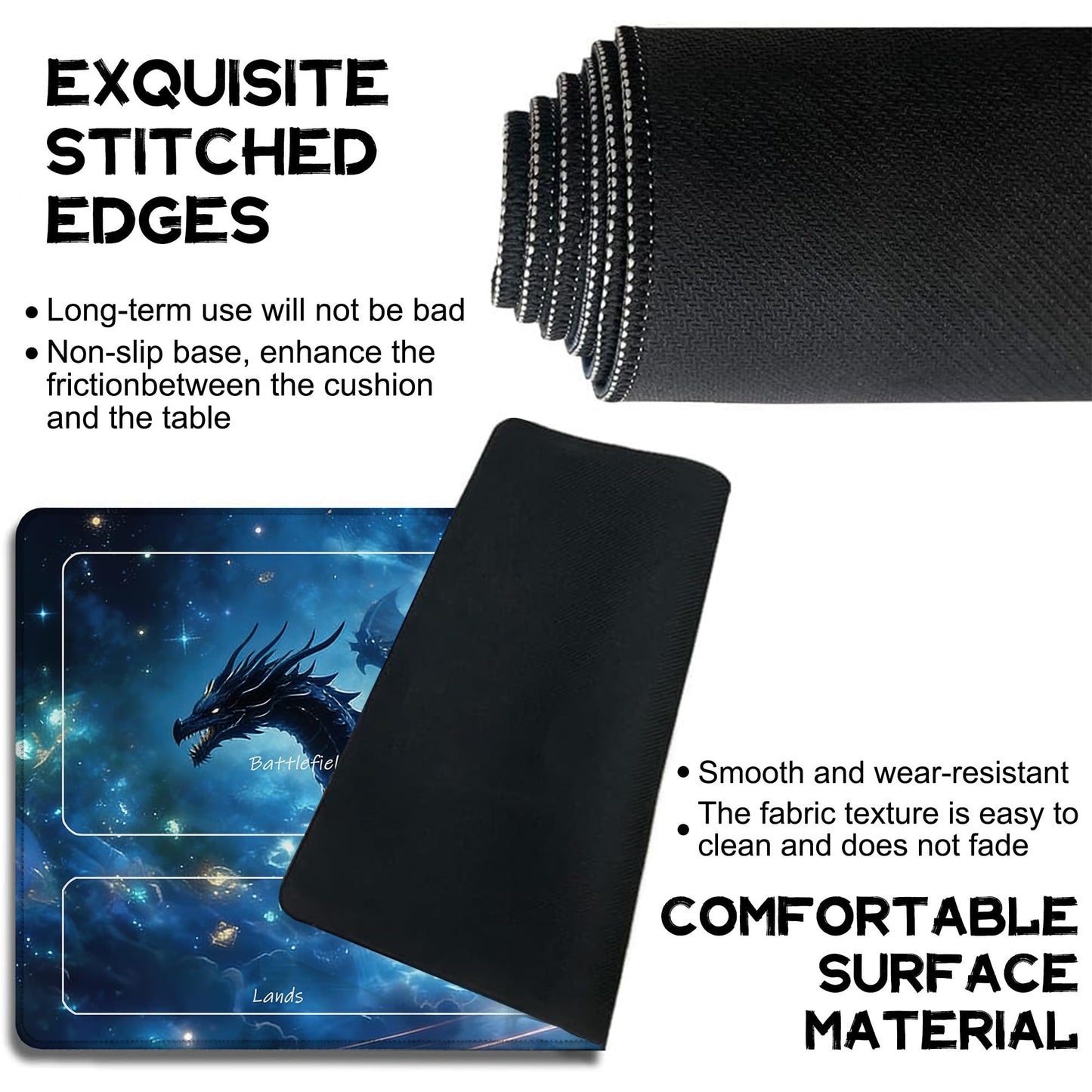 Playmat for MTG Dragon Under the Starry Sky Magic Play Mat 24x14 Inch Card Game Mat for Magic The Gathering TCG PTCG Playmat with Free Storage Bags