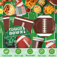 140PCS Football Party Supplies Tableware Set Serve 24, Football Birthday Party Decorations Includes Plates Napkins Cups Banner Balloons Cake