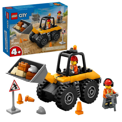 LEGO City Yellow Construction Wheel Loader Building Sensory Toy - Construction Vehicle Toy for Toddlers, Boys and Girls, Ages 4+ - Educational,