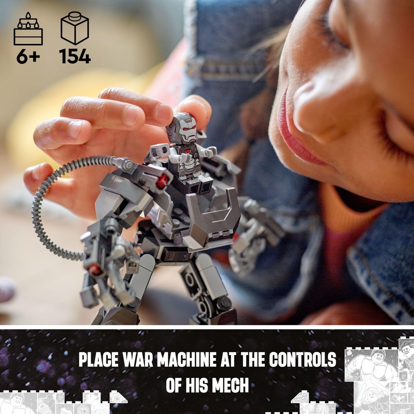 LEGO Marvel War Machine Mech Armor, Buildable Marvel Action Figure Toy for Kids with 3 Stud Shooters, Legendary Character from The MCU, Gift for Boys