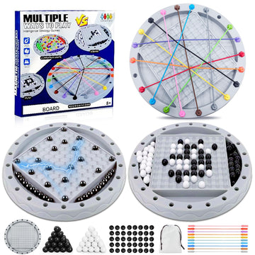 3 in 1 Board Games, 5-in-eine-Reihe-Spiel & Magnetic Chess & Rope Untangling Puzzle Game, Multi-Challenges for Age 8+, Educational Strategy for Kids