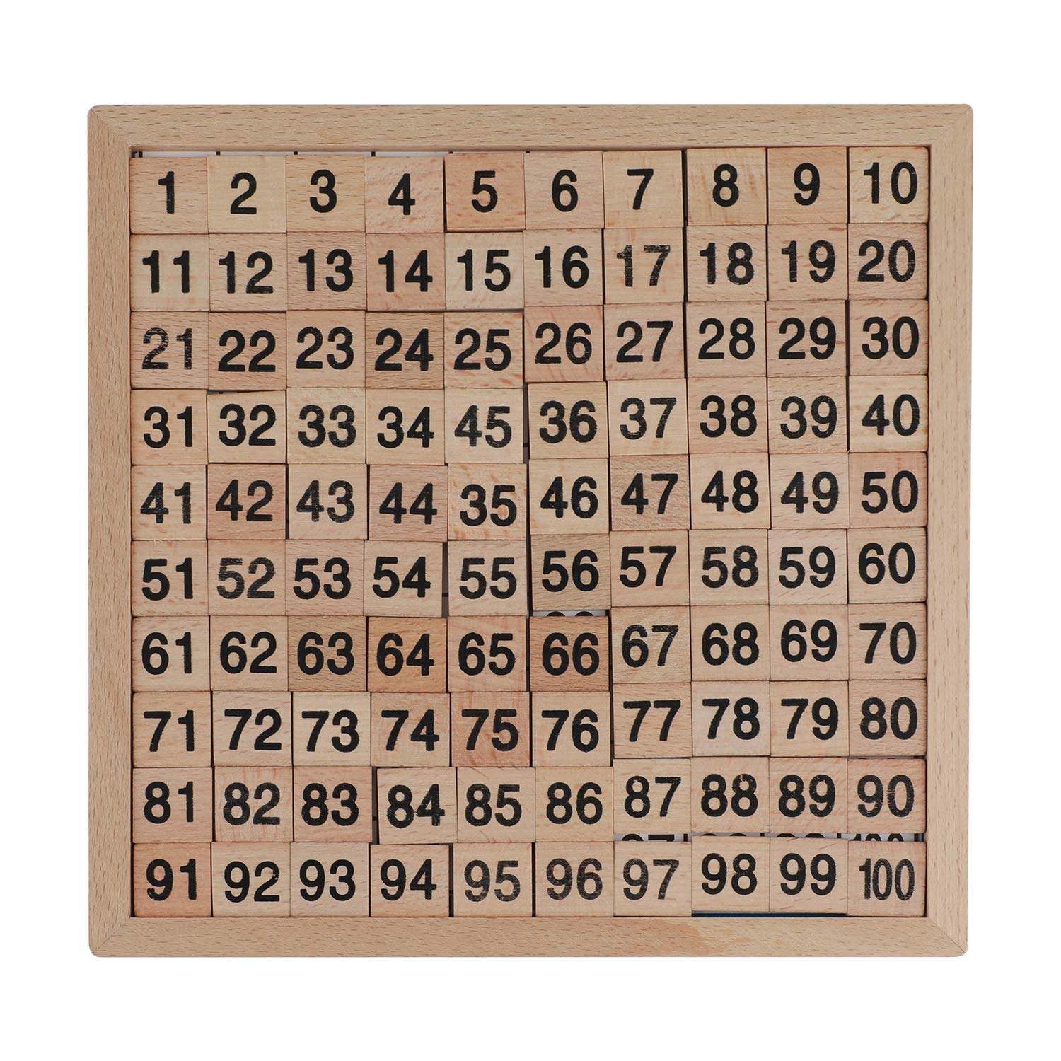 Fubeasi Montessori Game Wooden Hundred Board Number Chart Number Grid Educational Game for Kids