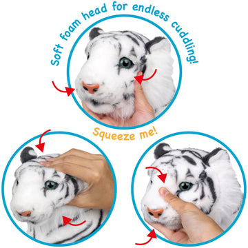 TigerHart Saphed The White Tiger - Squeeze Me! - 17 Inch Stuffed Animal Plush