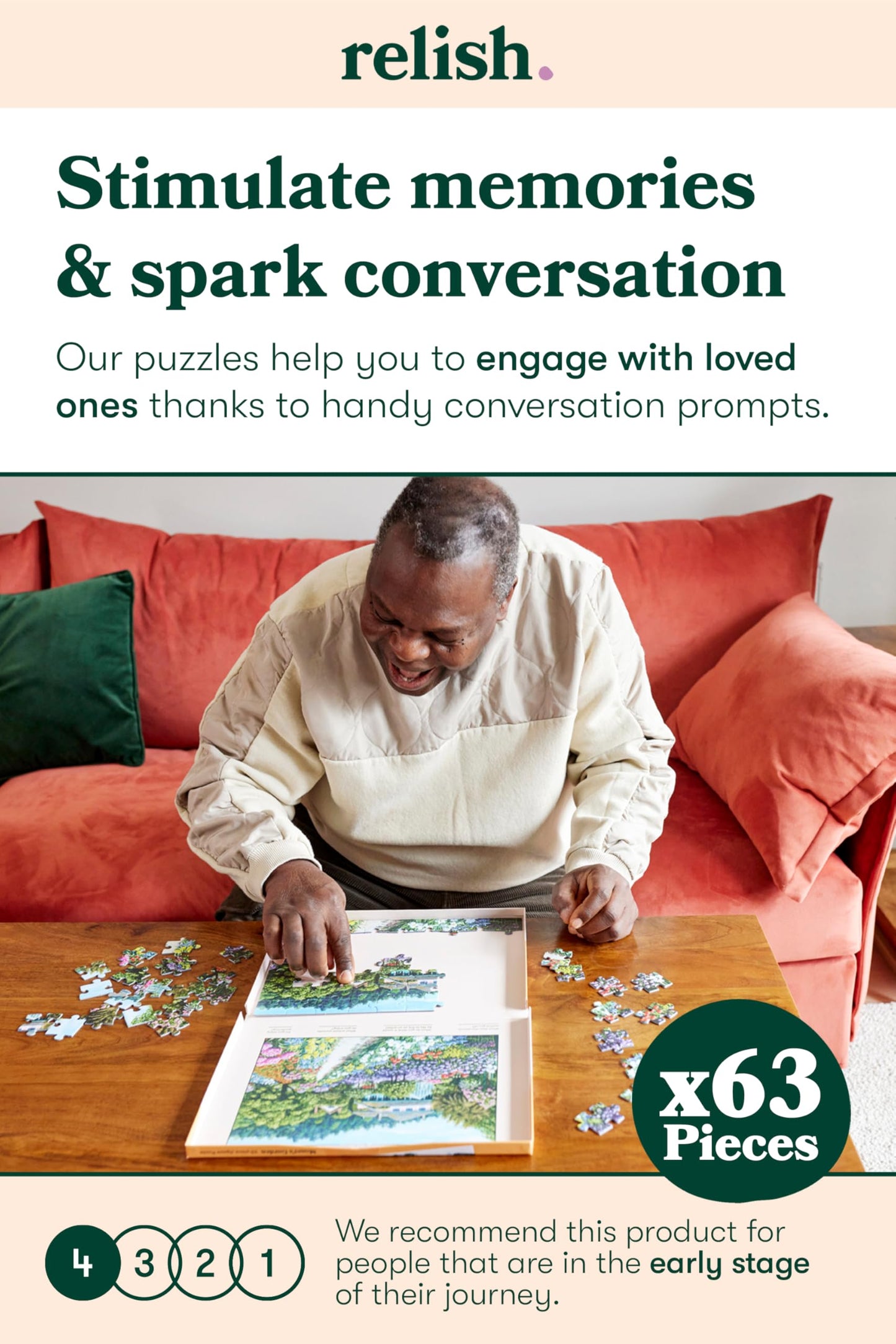 Relish - Dementia Jigsaw Puzzle for Adults - 63 Piece Lakeside Vacation Puzzle - Activities for Seniors with Alzheimer's