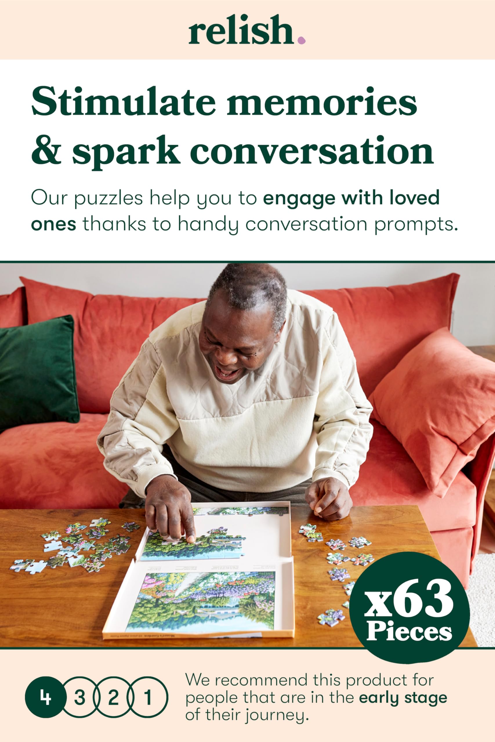 Relish - Dementia Jigsaw Puzzle for Adults - 63 Piece Lakeside Vacation Puzzle - Activities for Seniors with Alzheimer's