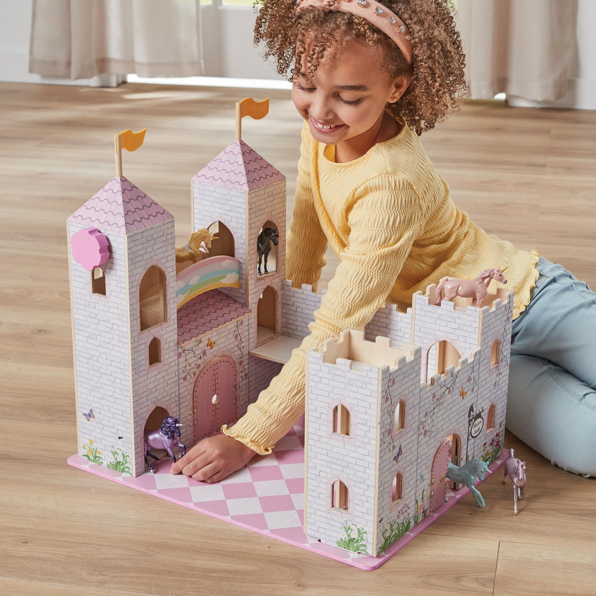 Breyer Horses Stablemates Series | Unicorn Magic Deluxe Wood Castle Playset | B-SM-10665
