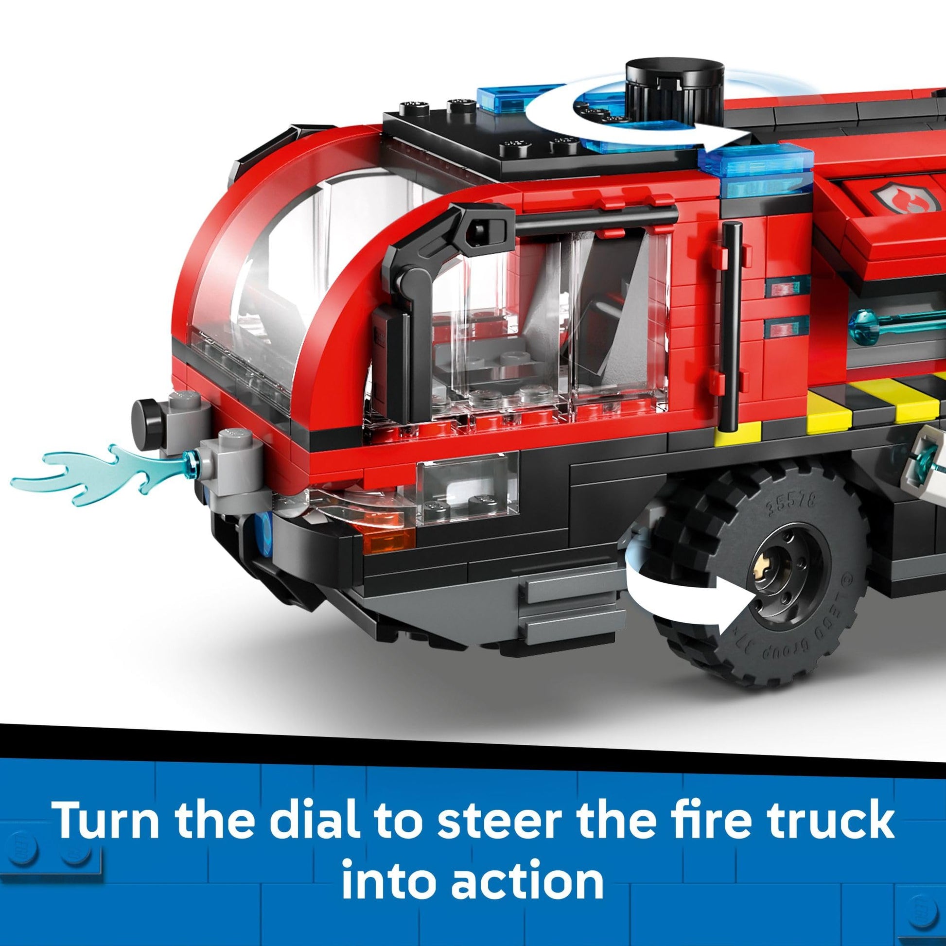 LEGO City Airport Fire Truck Kids Building Toy - Pretend Play Emergency Vehicle for Boys & Girls, Ages 7+ - Fire Engine Toy W/ 4 Firefighter