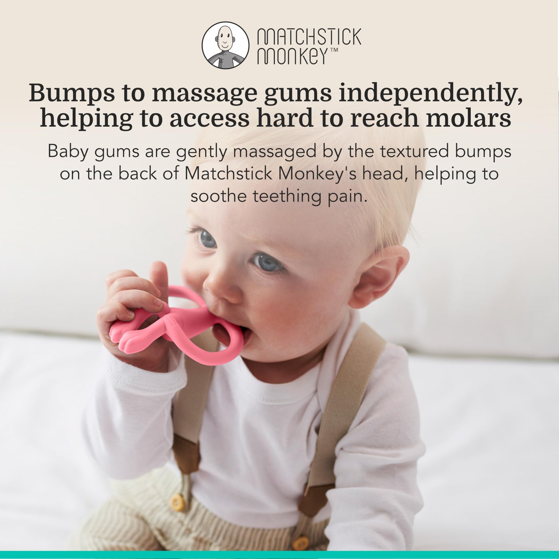 Matchstick Monkey Silicone Teether & Gel Applicator - Silicone Baby Teether, Easy-to-Grip, BPA-Free, Supports Self-Soothing & Early Brushing, 3