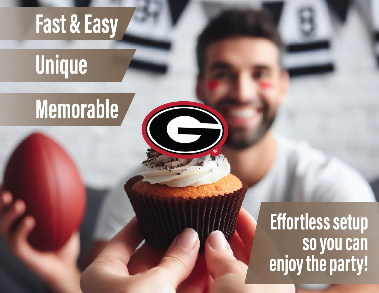 Georgia Bulldog Cupcake Toppers UGA Cake Party Decorations 24 Pcs