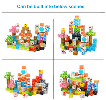 FXLYNAF Magnetic Blocks, 117-Piece 0.8in Build Astronaut Magnet Game Set, Stacking Building Blocks Cubes Magnets for Kids, STEM Sensory Creative Toys
