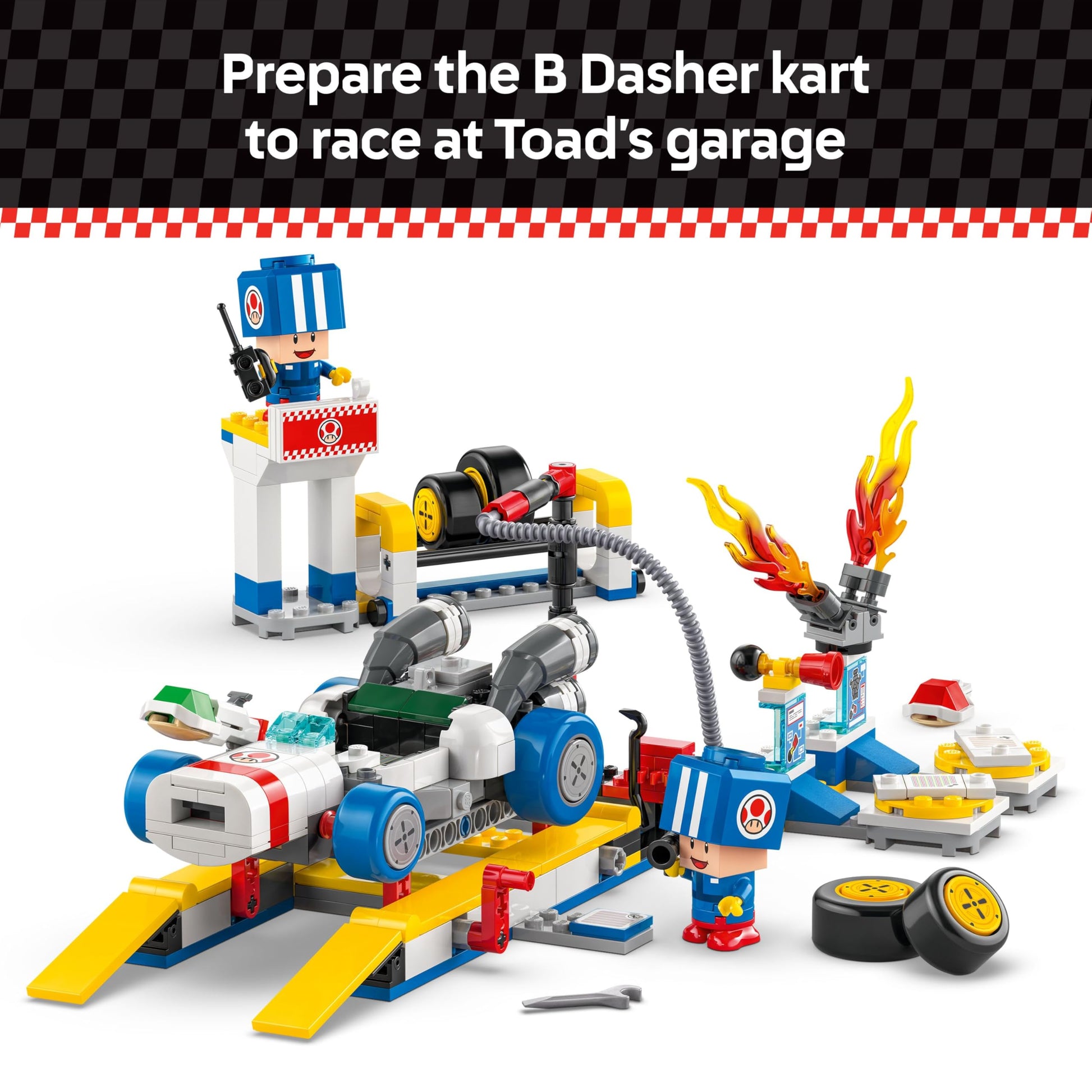 LEGO Super Mario: Mario Kart Toad's Garage - Nintendo Toy Building Set for Kids, Boys & Girls, Ages 8+ - Collectible Mario Kart Toy for Fans with 2