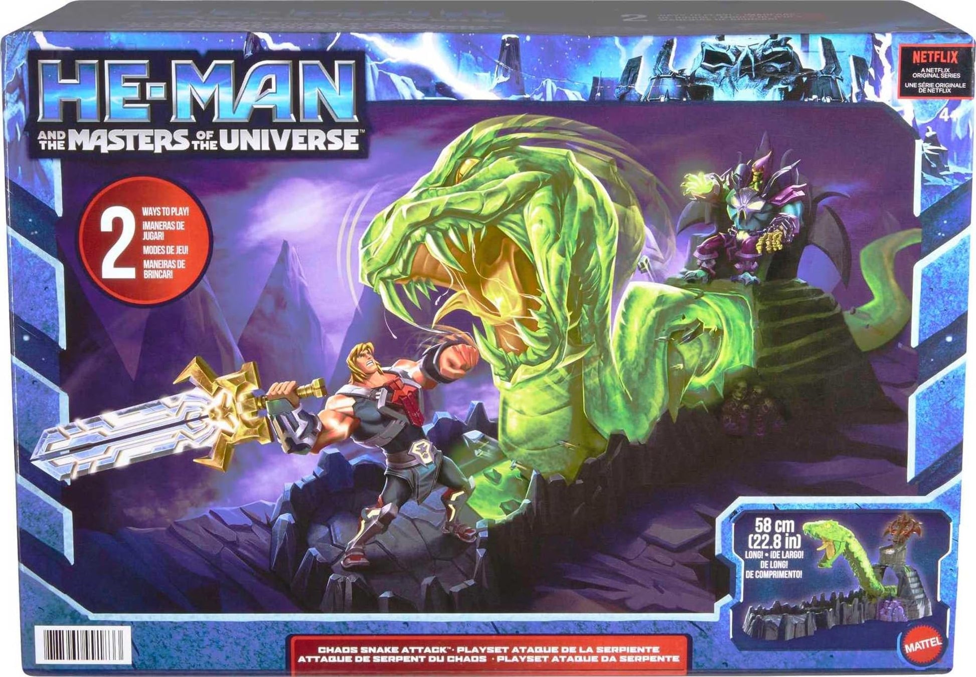 He-Man and The Masters of The Universe Chaos Snake Attack Playset, Skeletor Fortress with 2 Action Figures (He-Man & Skeletor), Gift for Adult
