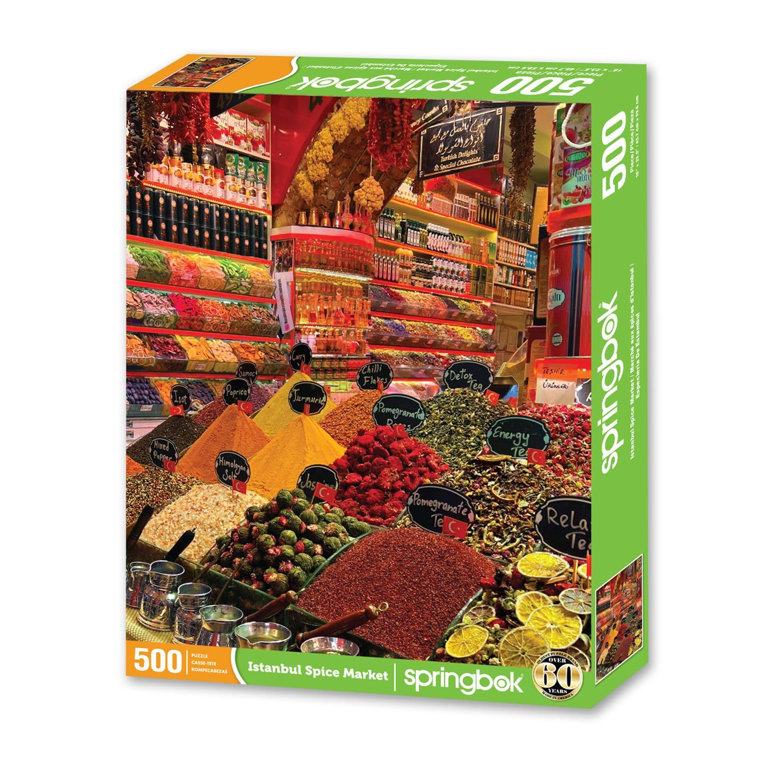 Springbok's Istanbul Spice Market 500 Piece Jigsaw Puzzle for Adults Takes You on a Journey Through The Colorful Markets of Istanbul - Made in The USA