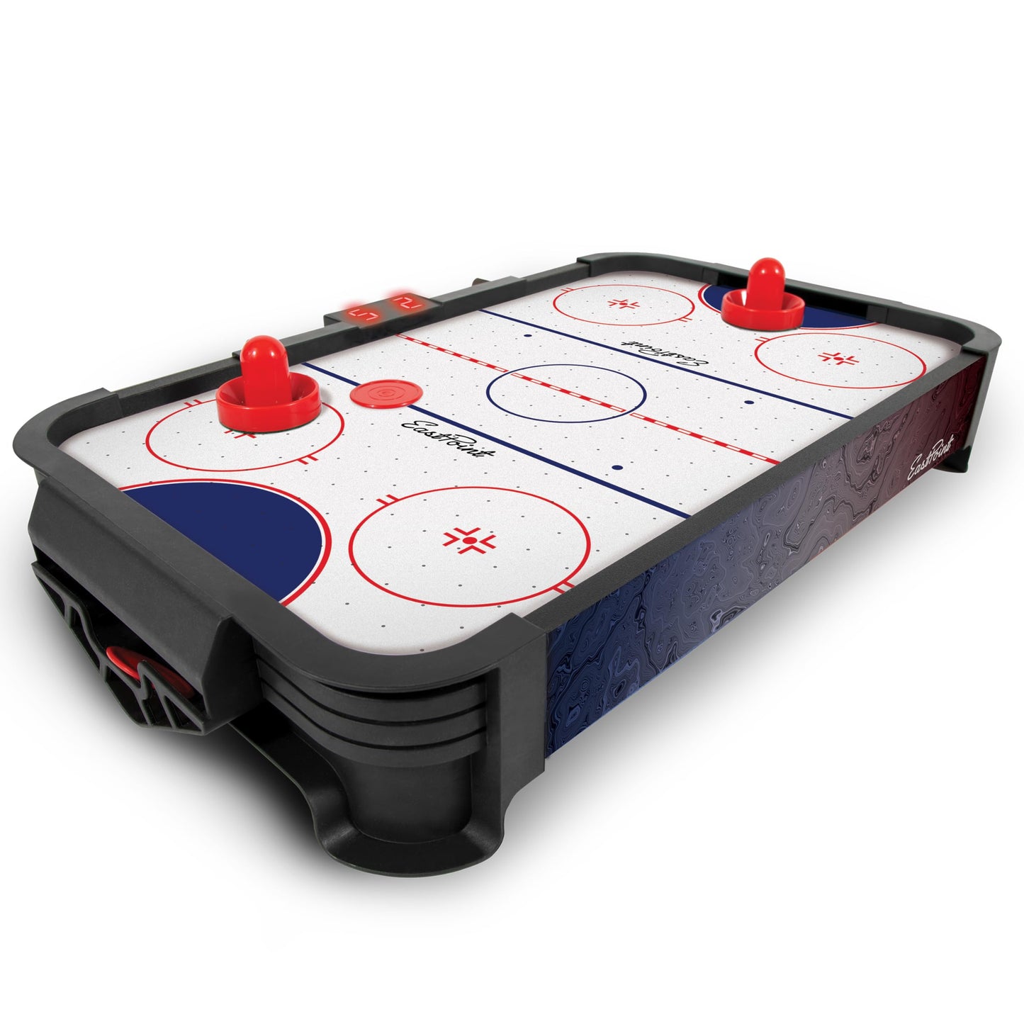 EastPoint Tabletop Air Hockey Table Pro - Black & White - LED Scoreboard for Hockey Game - Includes Pucks & Pushers for Table Games for Kids - Compact